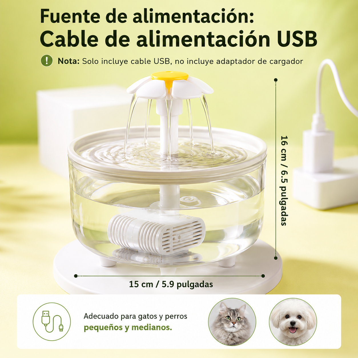 Fuente de Agua para Gatos y Perros